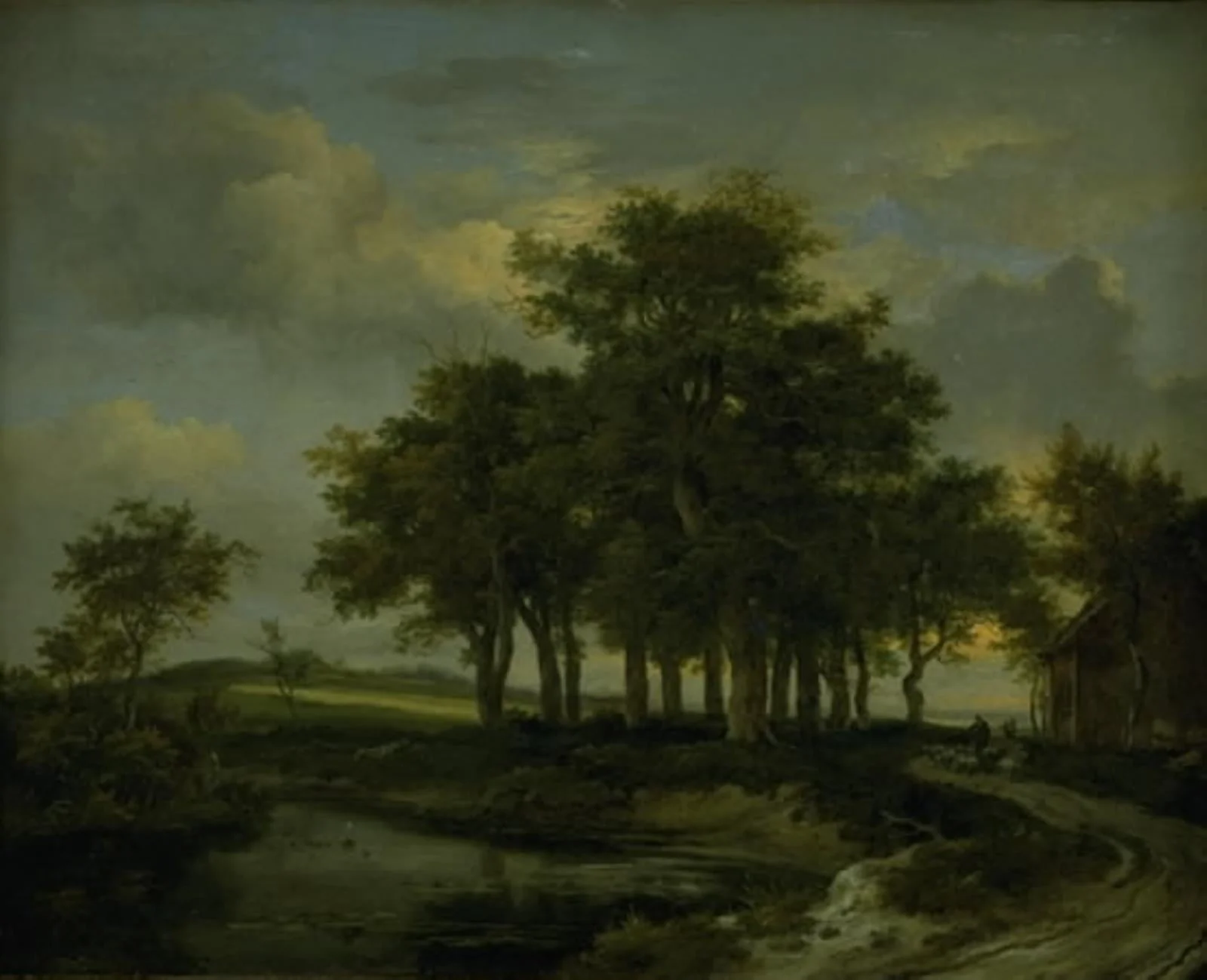 Oak Trees near a Road, Evening, by Unknown, 1650
