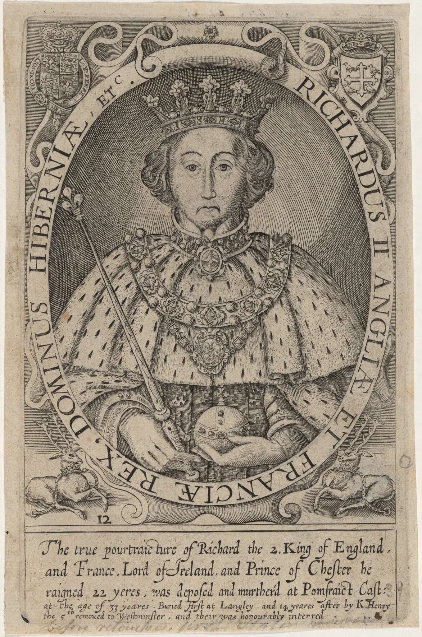 Richard II of England, by Renold Elstrack, ink, 1618