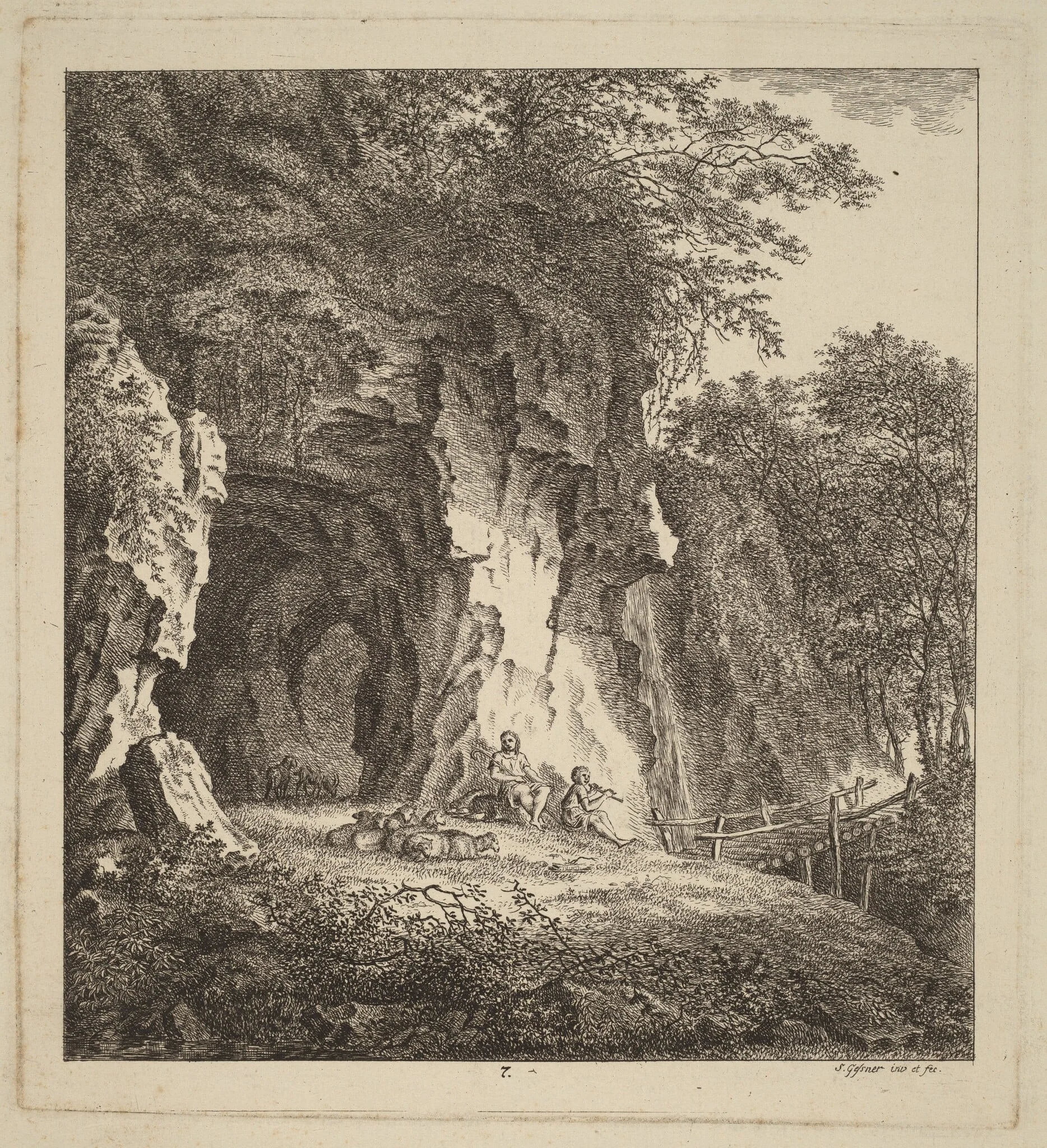 Two Shepherds in a Rocky Landscape