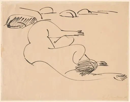Erna Lying on the Beach among Rocks