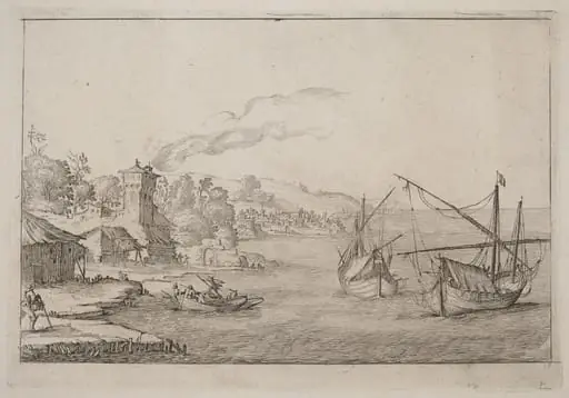 Coastal Landscape with Anchored Vessels