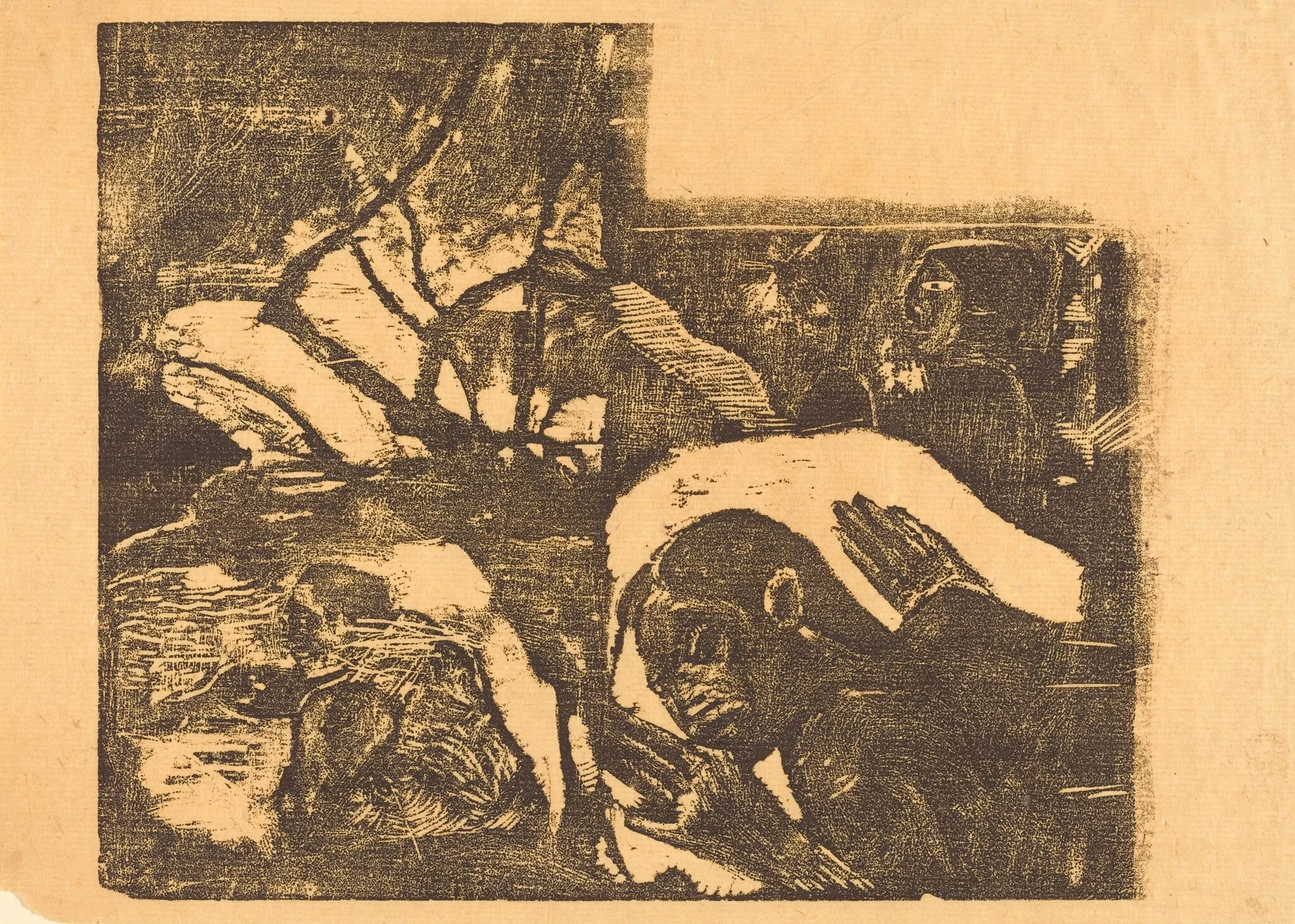 A Maori Woman in a Forest;  Manao Tupapau (She is Haunted by a Spirit), by Paul Gauguin, ink, 1894