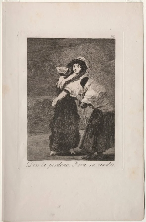 For Heaven's Sake: and It Was Her Mother, Plate 16, by Francisco Goya, 1799