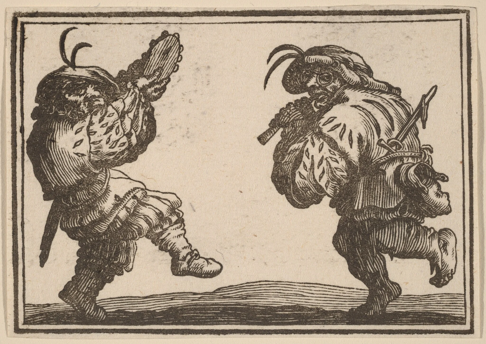 Dancers with Flute and Tambourine, by Edouard Eckman, ink, 1621