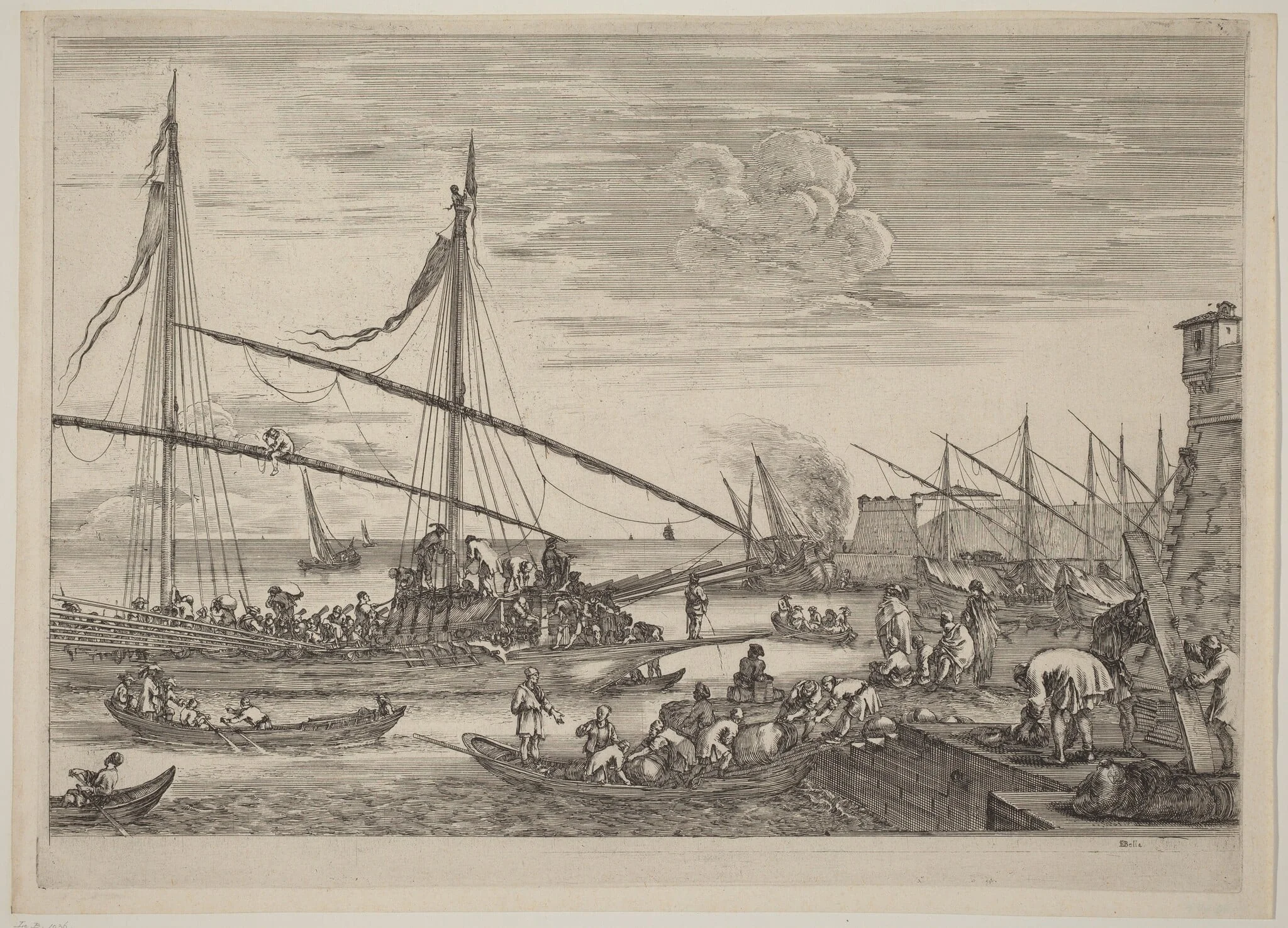 The Fortifications at Livorno, by Stefano Della Bella, ink, 1654