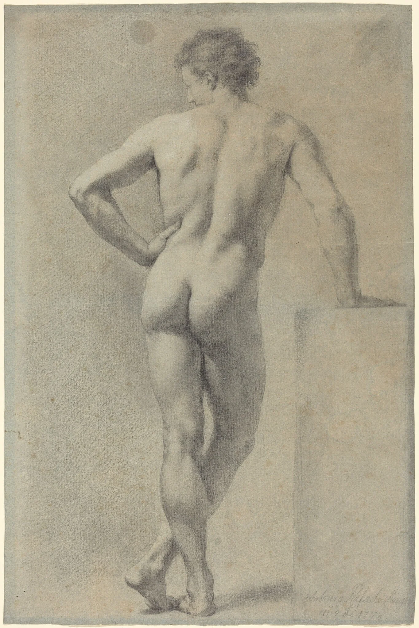 Male Nude Study, by Anton Raphael Mengs, chalk, 1778