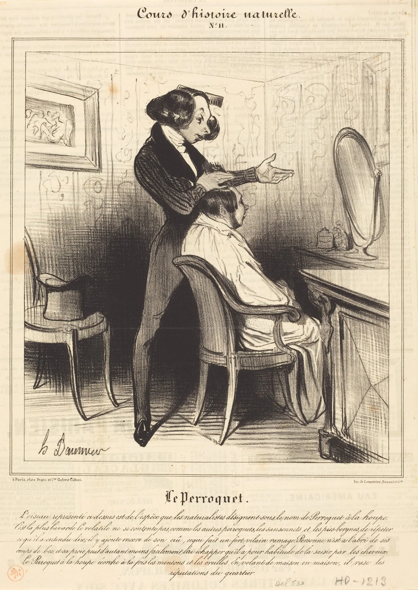 Le Perroquet, by Honoré Daumier, ink, 1838