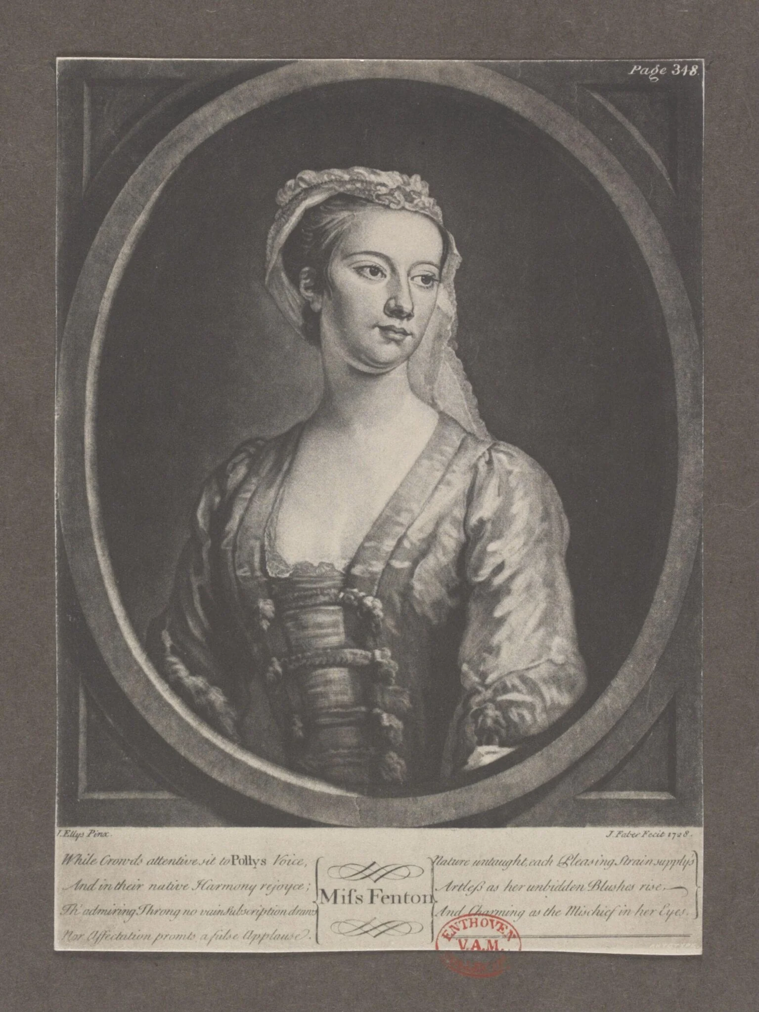 Miss Fenton, by John Faber, 1728
