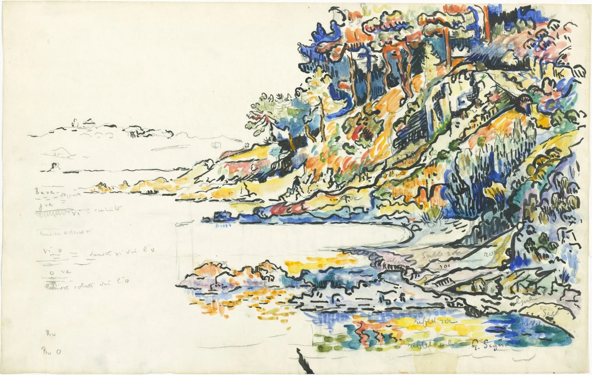 The Calanque at Saint Tropez, by Paul Signac, graphite, 1906