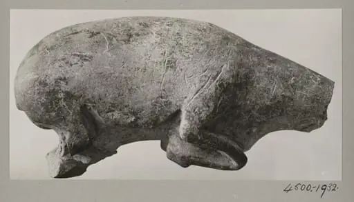 Prehistoric limestone sculpture of a deer, torso