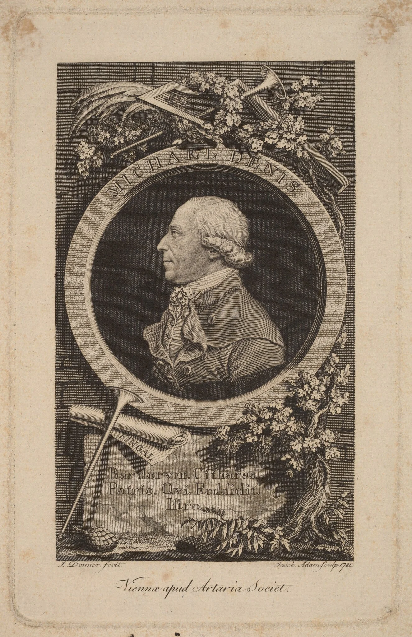Johann-Michael Denis, by Jacob Adam, ink, 1781