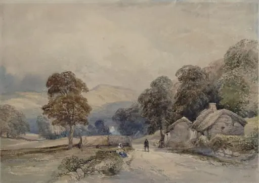 Landscape with trees and mountains