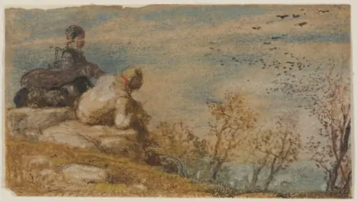 Man and Woman seated on a Cliff