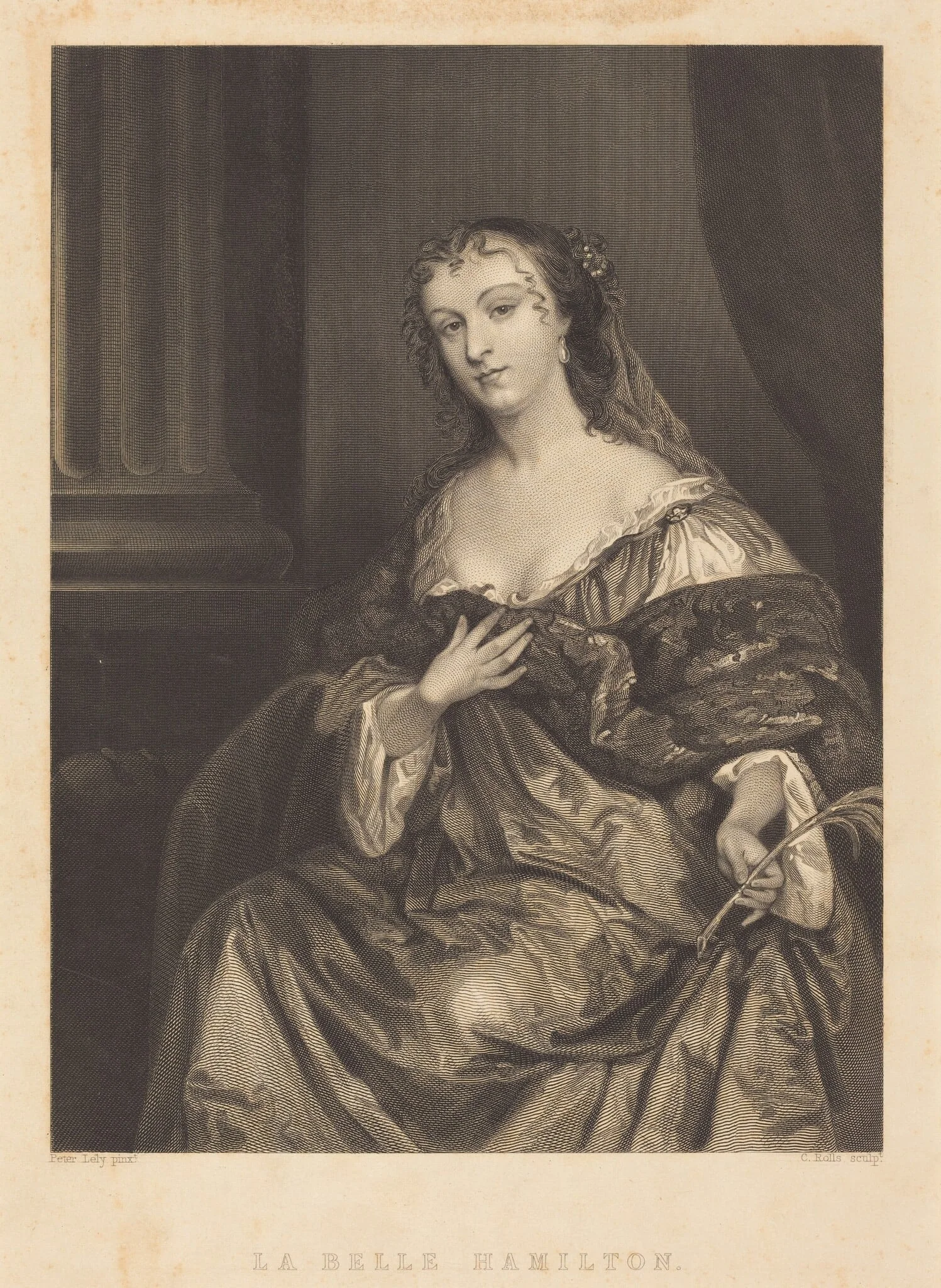 La Belle Hamilton, by Charles Rolls, ink, 1815