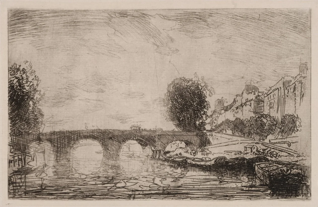 Sunset at Pont Marie, by Auguste Lepère, 1890