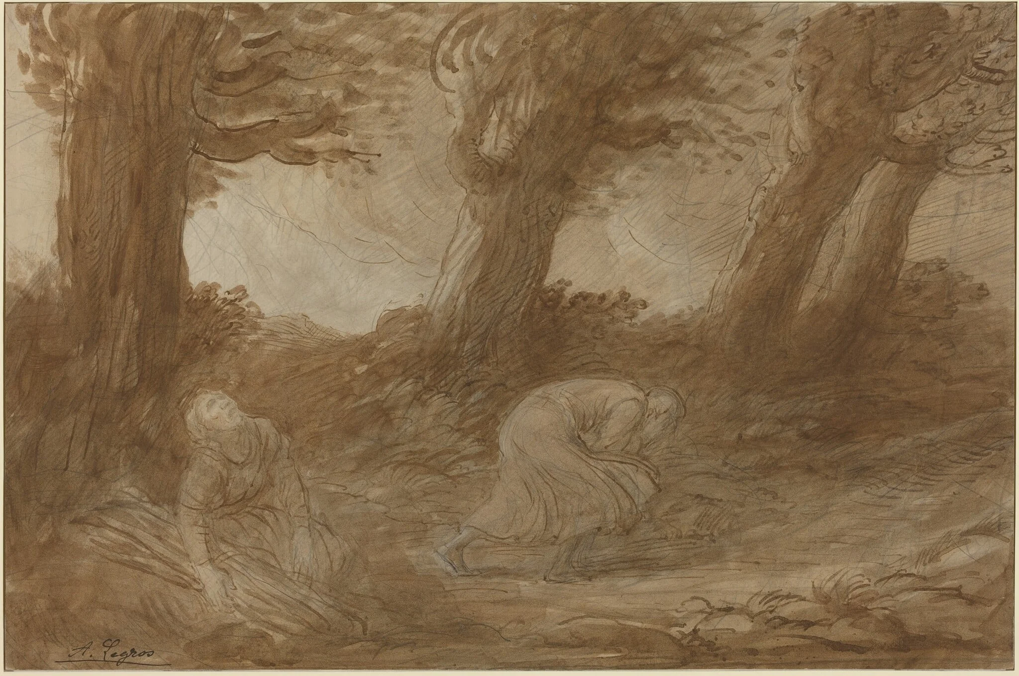 Clap of Thunder [recto], by Alphonse Legros, ink, 1874
