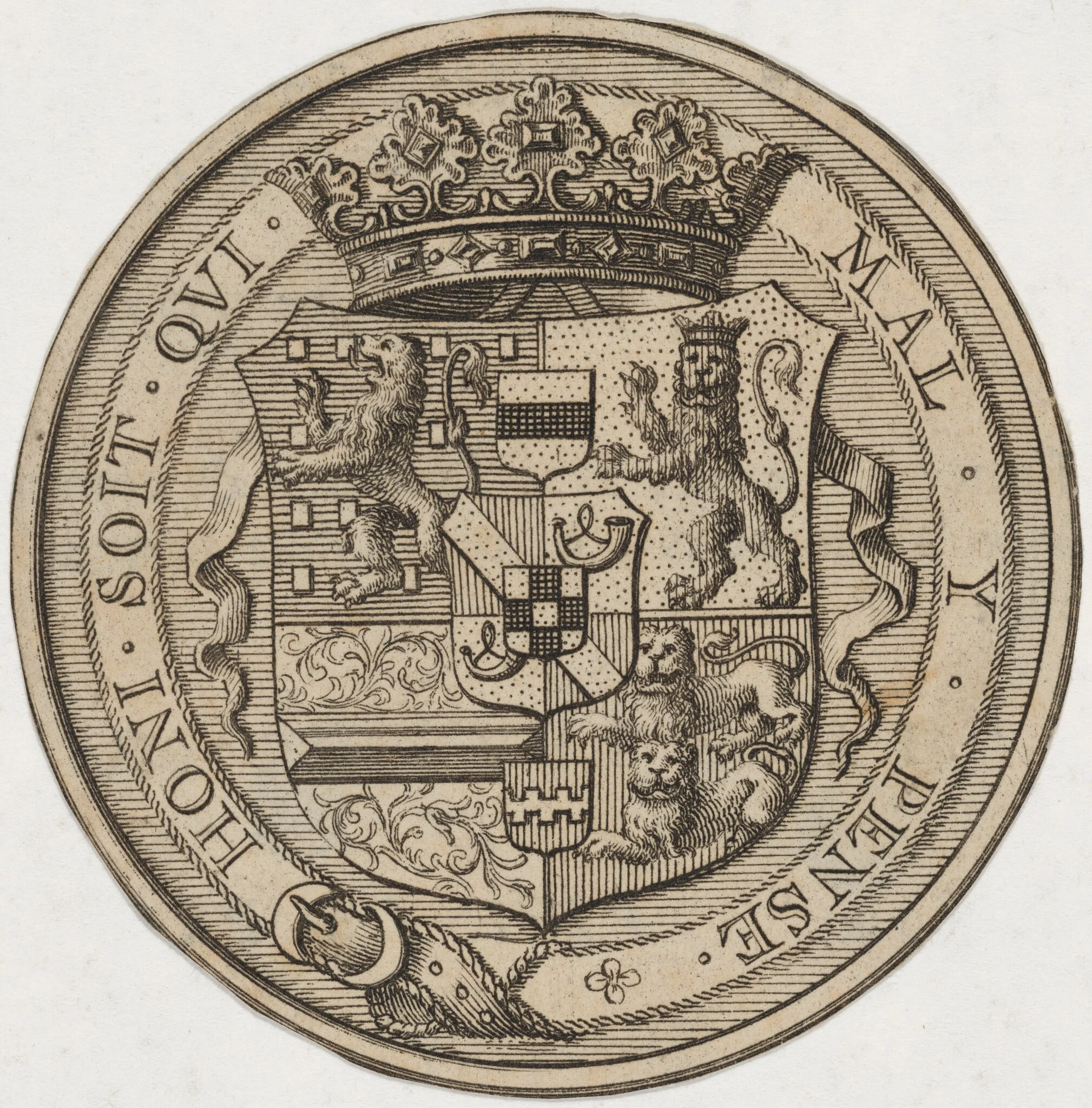 Coat of Arms in a Circle, by Unknown 19th Century, ink, 1850