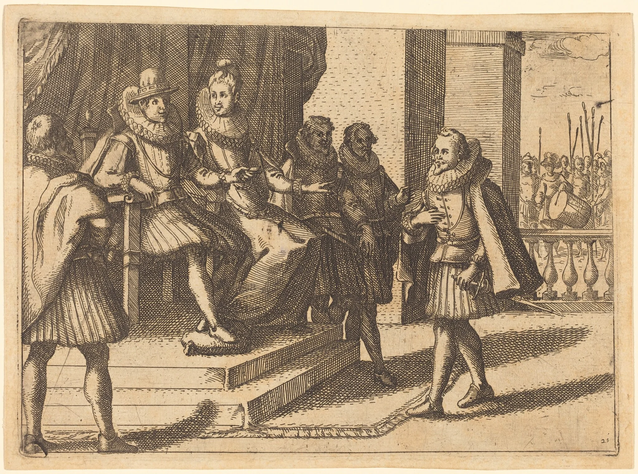 King and Queen in Consultation about the Turks, by Jacques Callot, ink, 1612