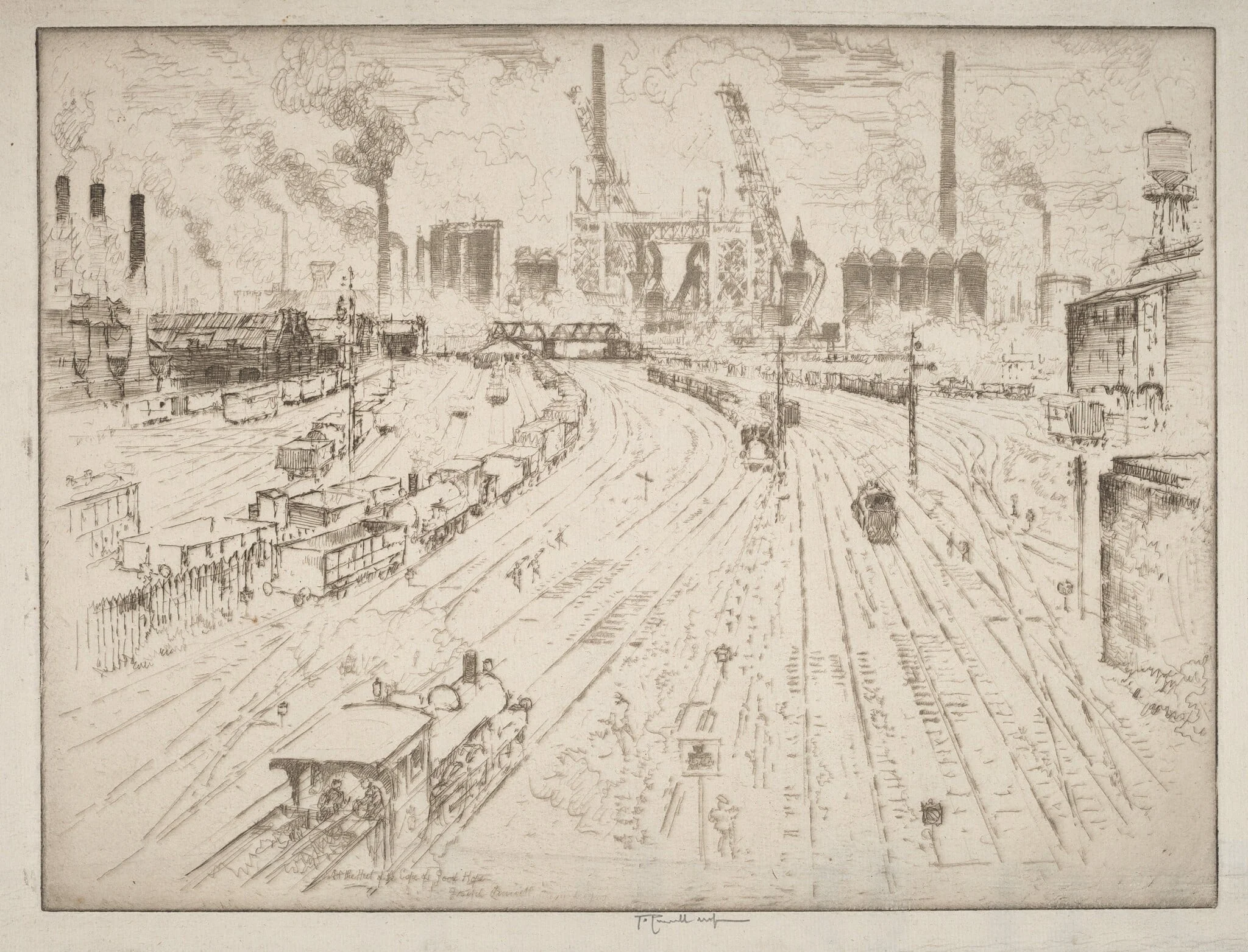 Tracks, Oberhausen, by Joseph Pennell, ink, 1910