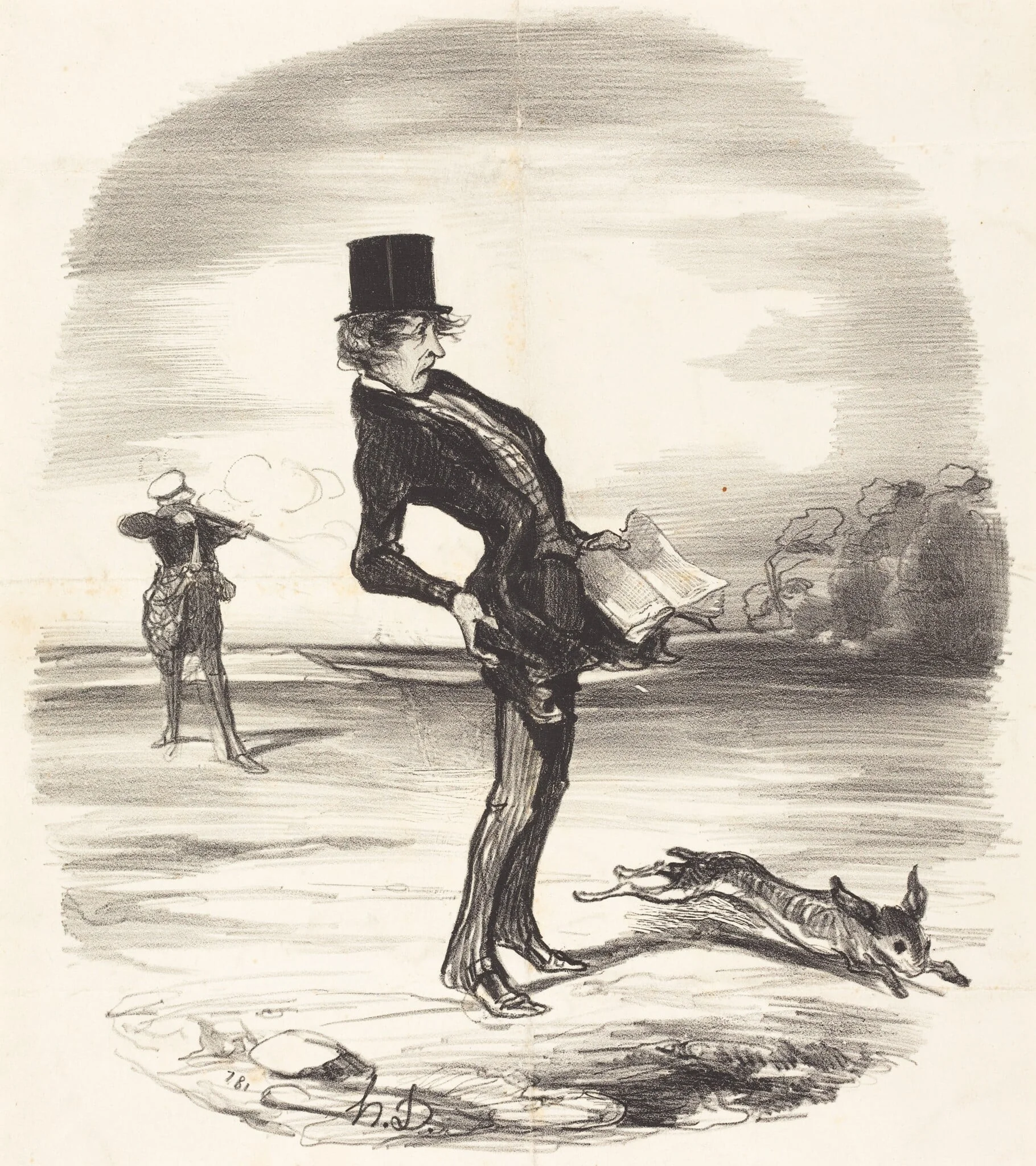 Une Charge déplacée, by Honoré Daumier, ink, 1845