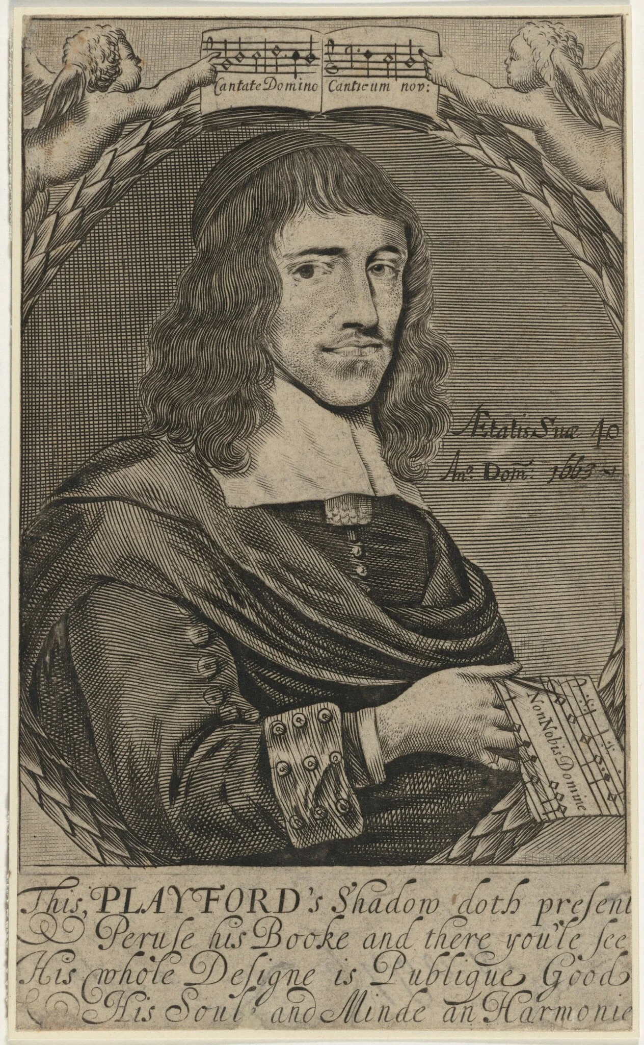 John Playford, Musician and Music Publisher, by Robert Gaywood, ink, 1663
