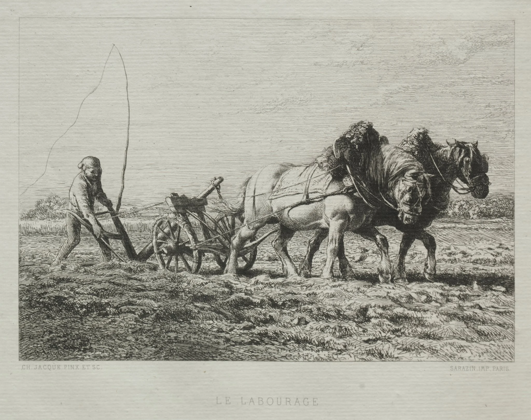Ploughing, by Charles Jacque, 1864