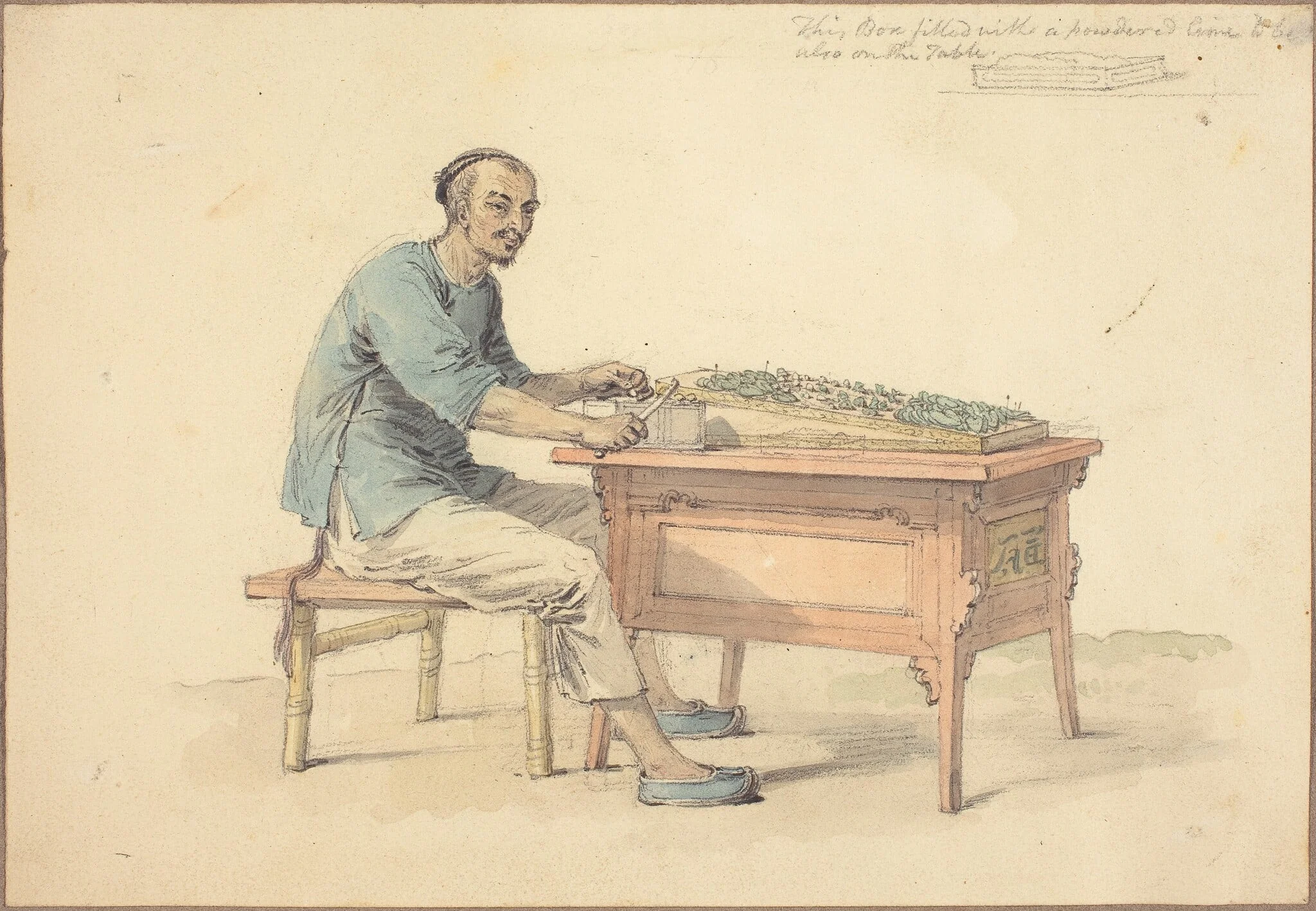 A Chinese Peasant Selling Betel, by William Alexander, ink, 1794