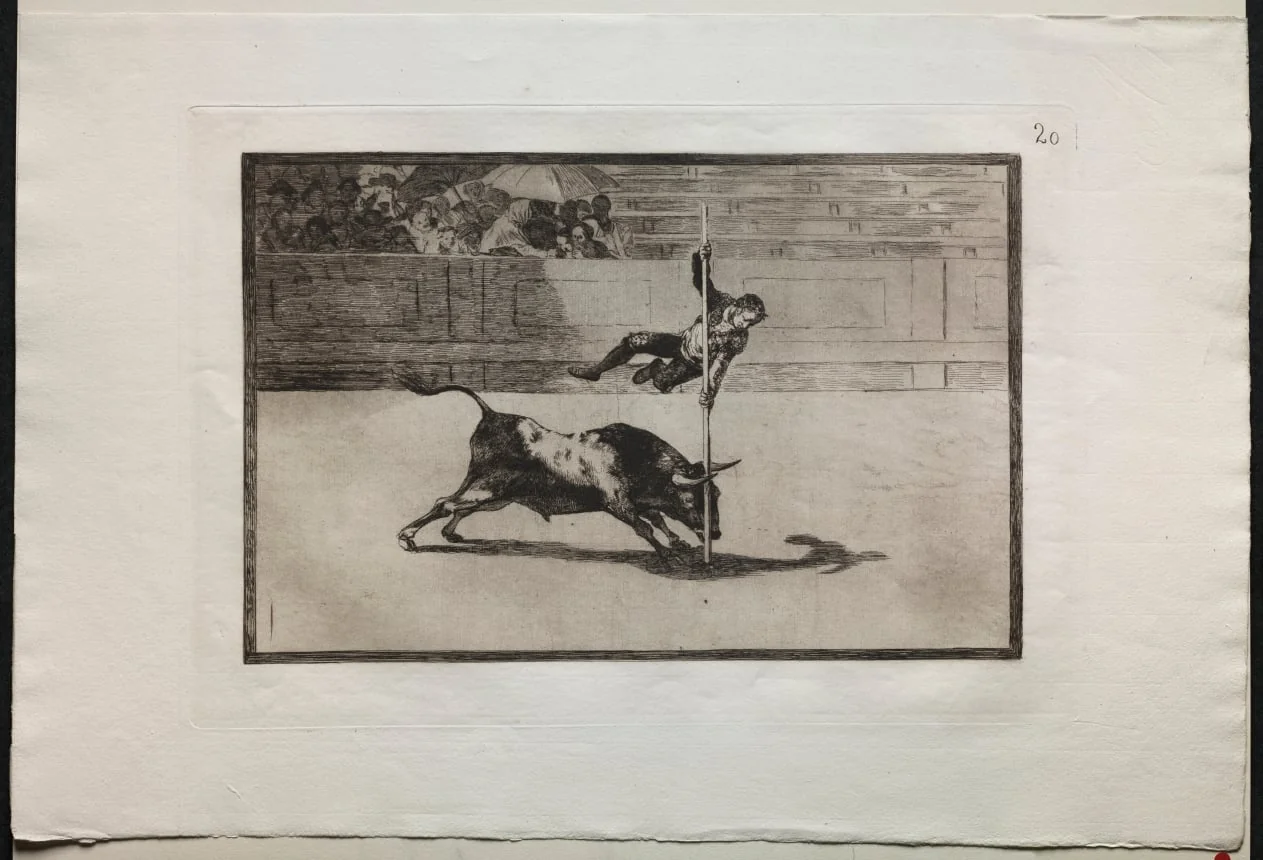 Bullfights:  The Agility and Audacity of Juanito Apinani in (the Ring) at Madrid, by Francisco Goya, 1816