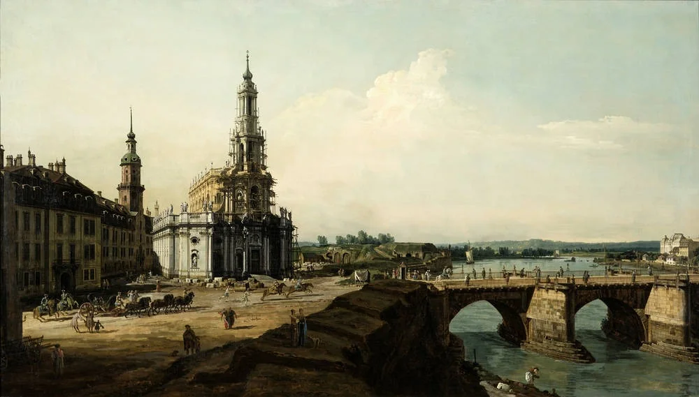 Dresden from the left Bank of the Elbe above the Bridgehead of the Old Town