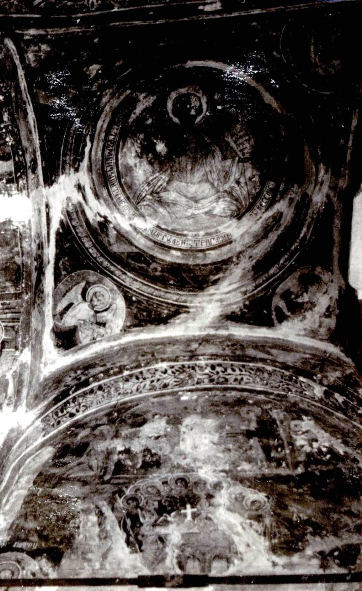 Detaliu de pe fresca din pridvorul monumentului istoric din satul Scoica, comuna Andreești, județul Gorj (1990), by Paul Teodor Pleșa, 1990