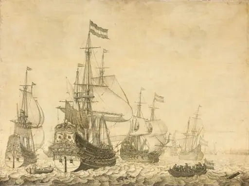 "Seascape with the Dutch Men-of-War including the "Drenthe" and the "Prince Frederick-Henry""