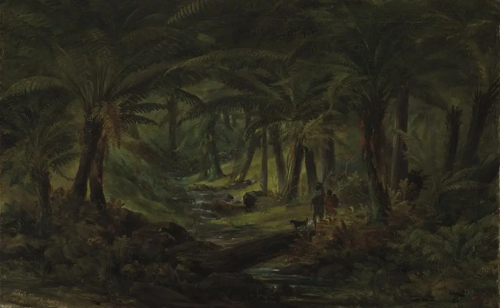 Fern gully with Aboriginal family