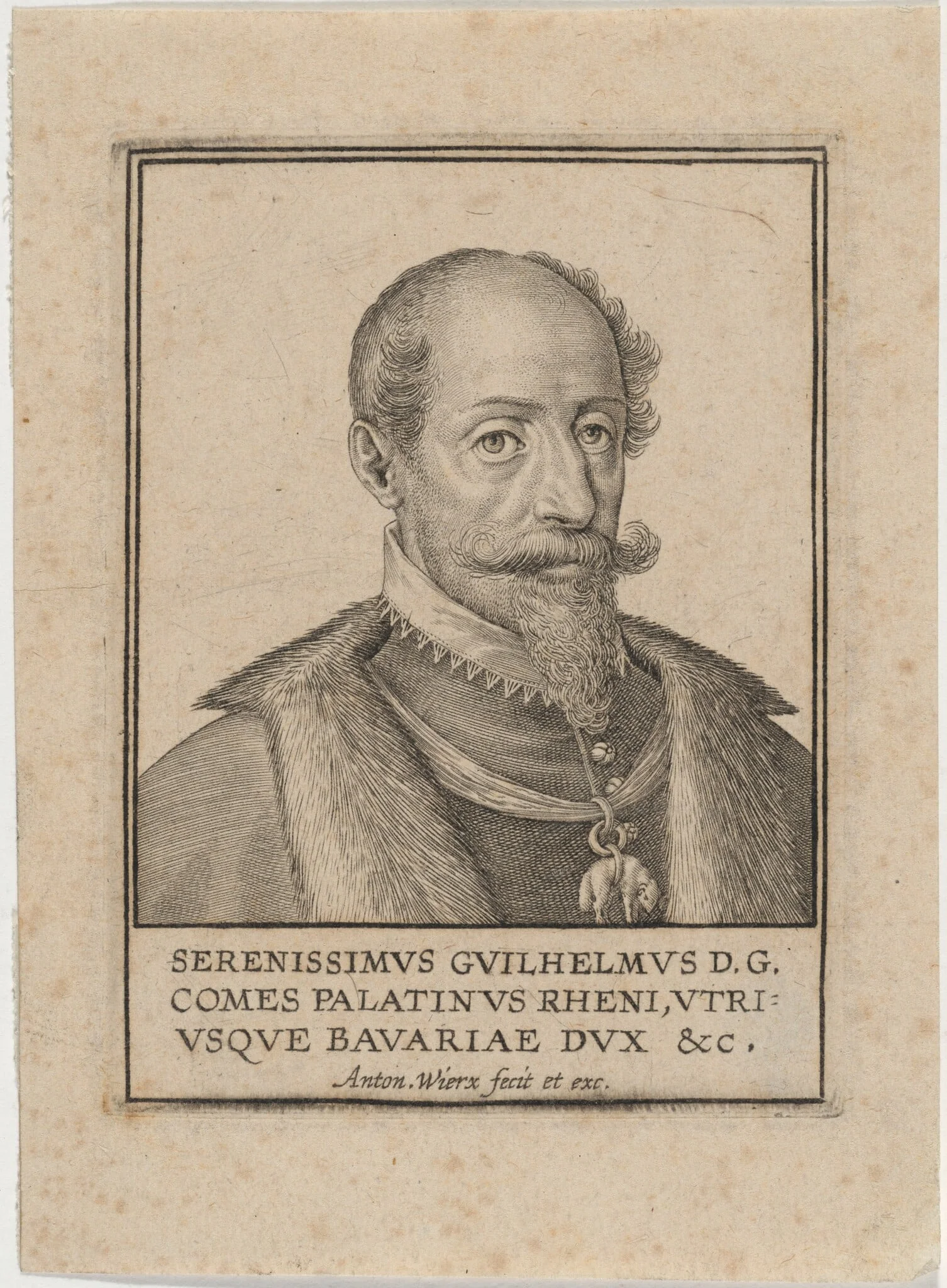 William V, Duke of Bavaria, by Anton Wierix, ink, 1588