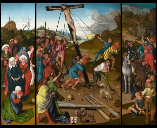 The Raising of the Cross [center, left, and right panels]