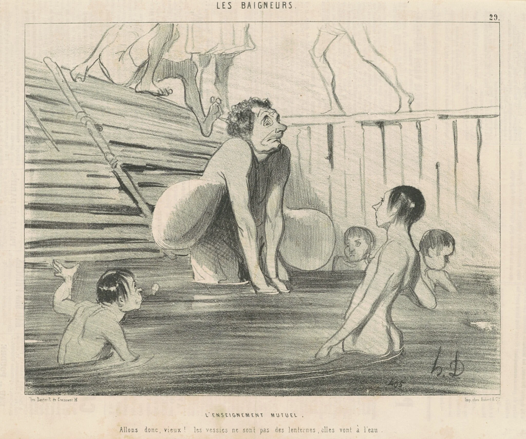L'enseignement mutuel, by Honoré Daumier, ink, 1842