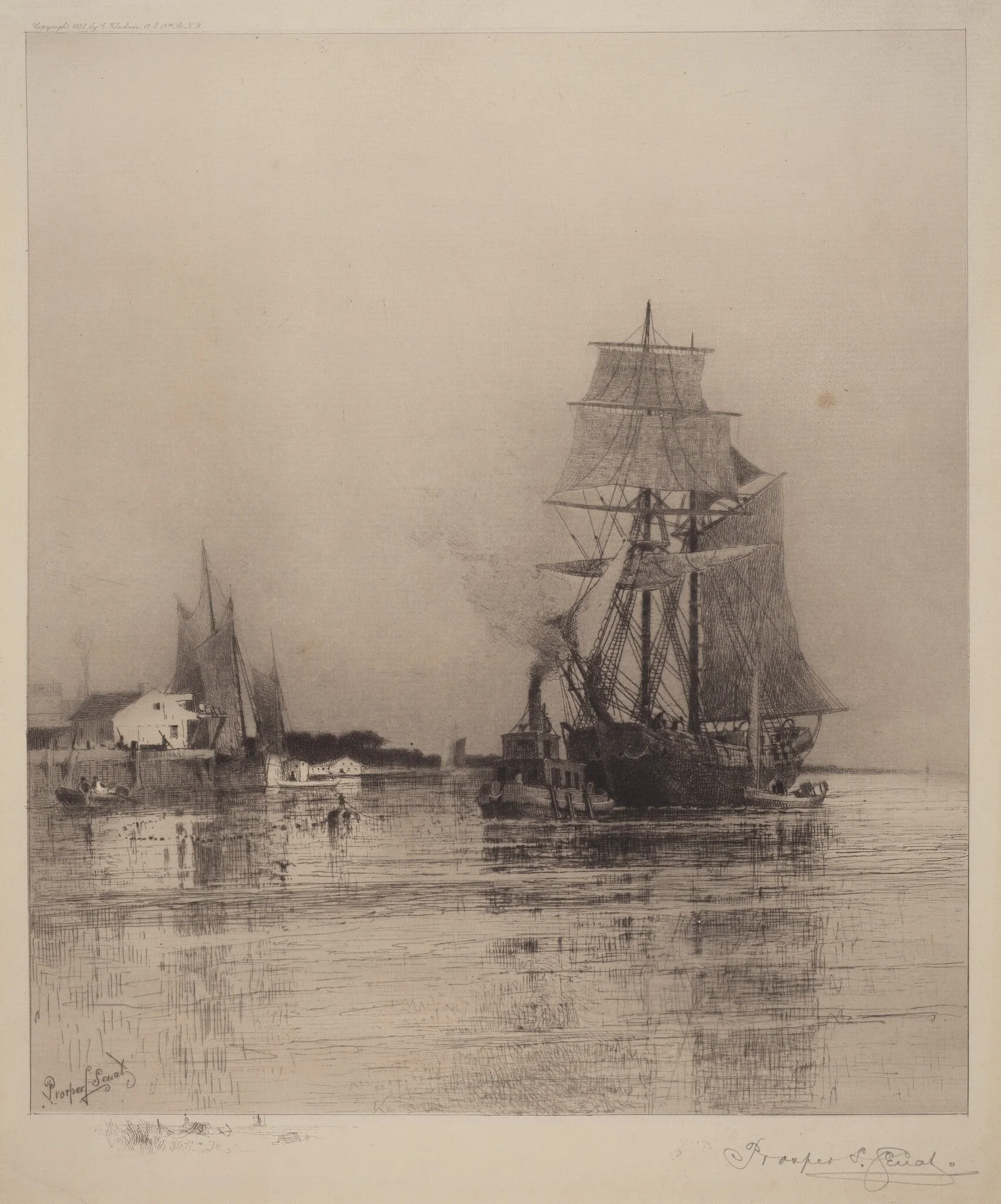 In Low Tide, by Prosper Louis Senat, ink, 1888
