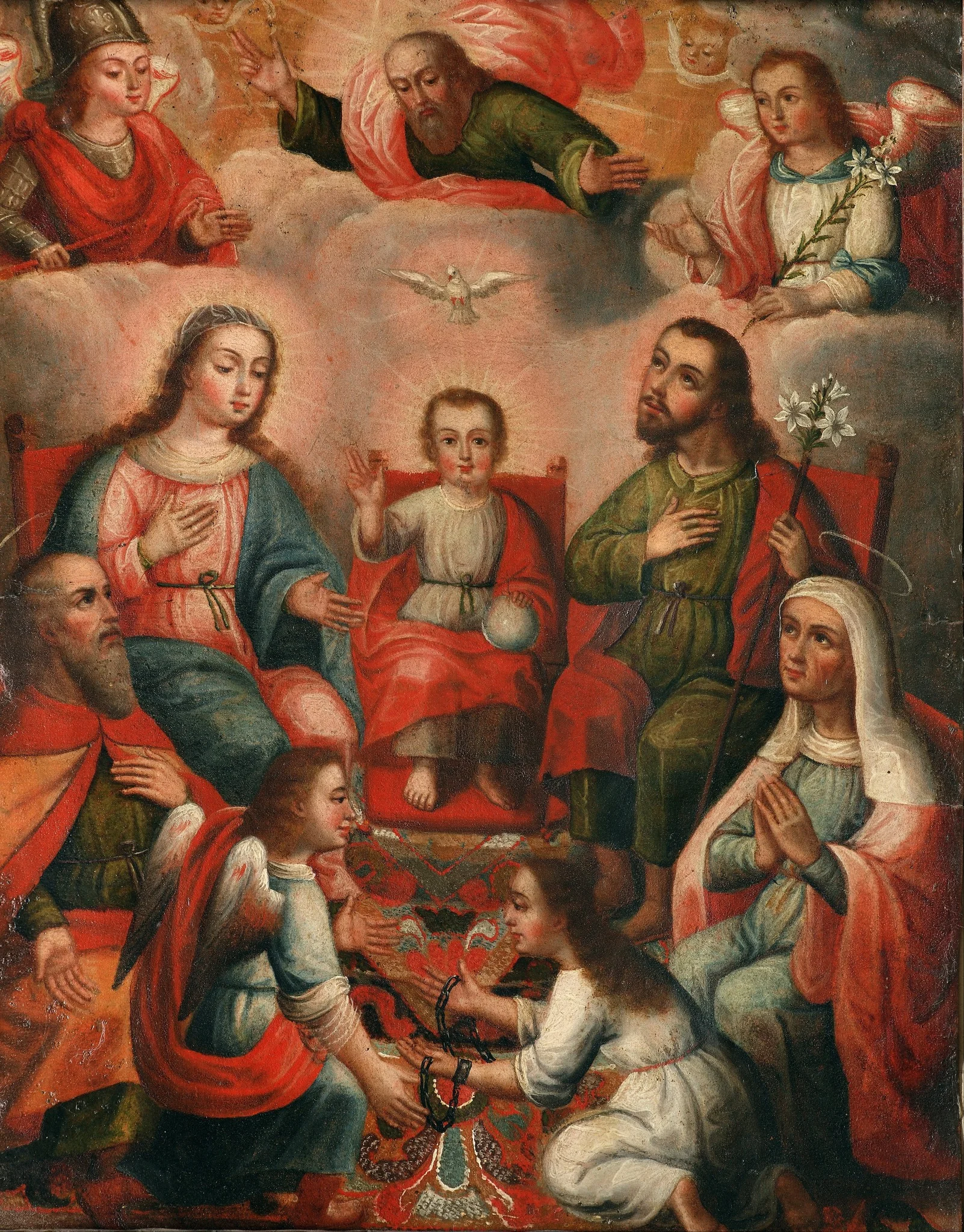 The family of Christ Child with the imprisoned soul of Divine Love, by Unknown, oil, 1700