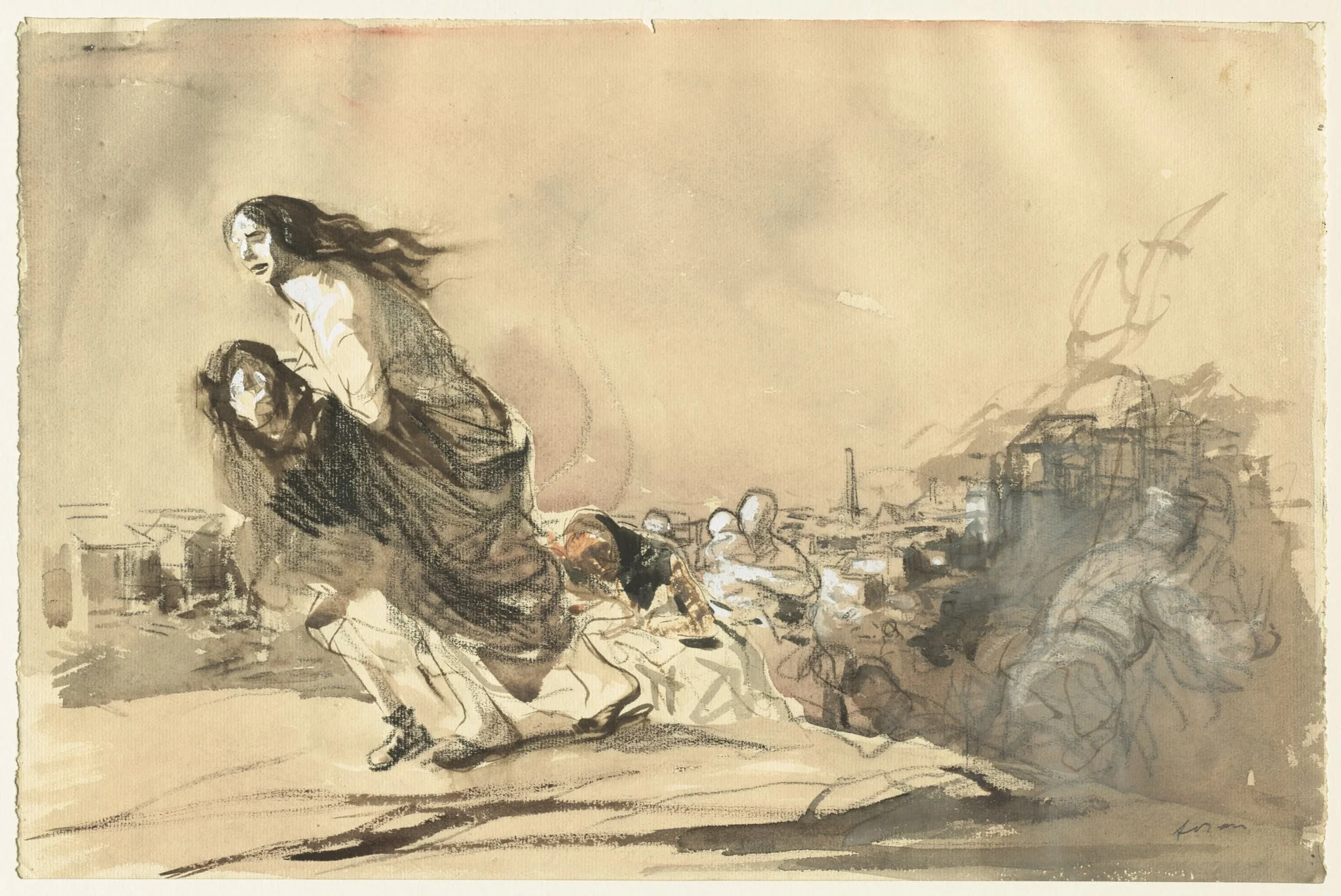 "The German troups received the formal order to spare private property", by Jean-Louis Forain, 1892