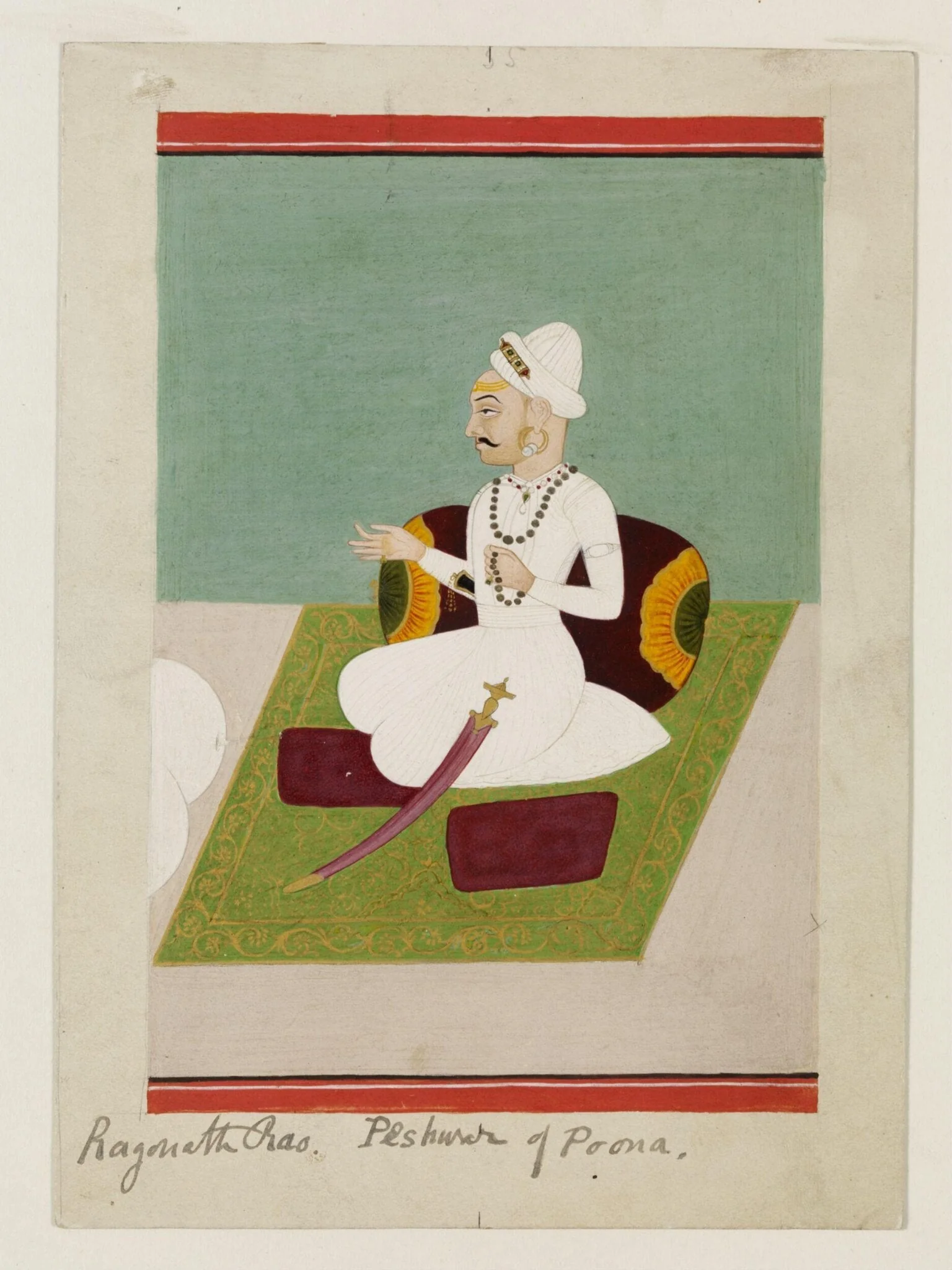 Peshwar Raghunath Rao, by Unknown, paint, 1890
