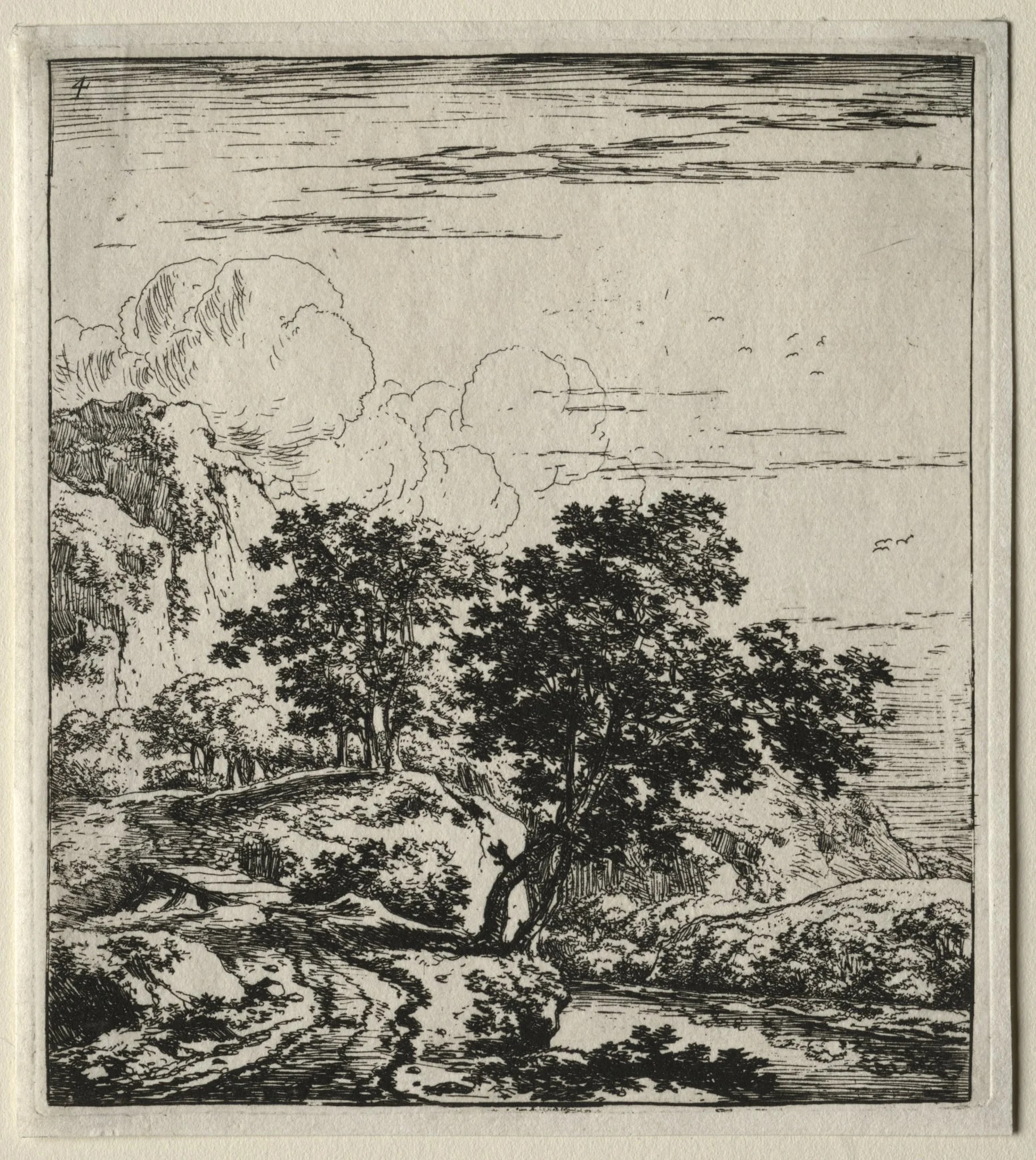 Le sentier au bord de la rivière et le petit pont du bois, by Herman Naiwinx, 1646