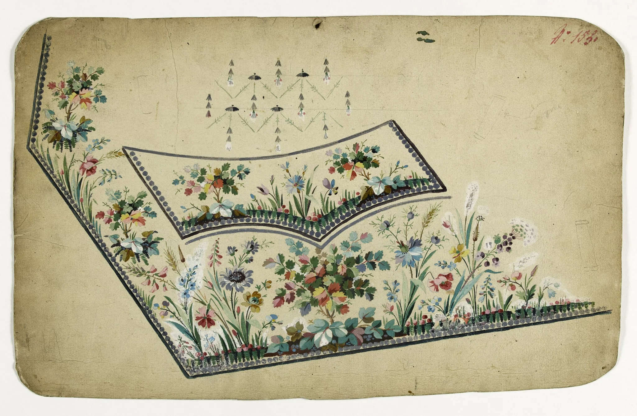 Gilet au buisson de feuilles colorées, projets de broderies de gilet, XVIIIème siècle