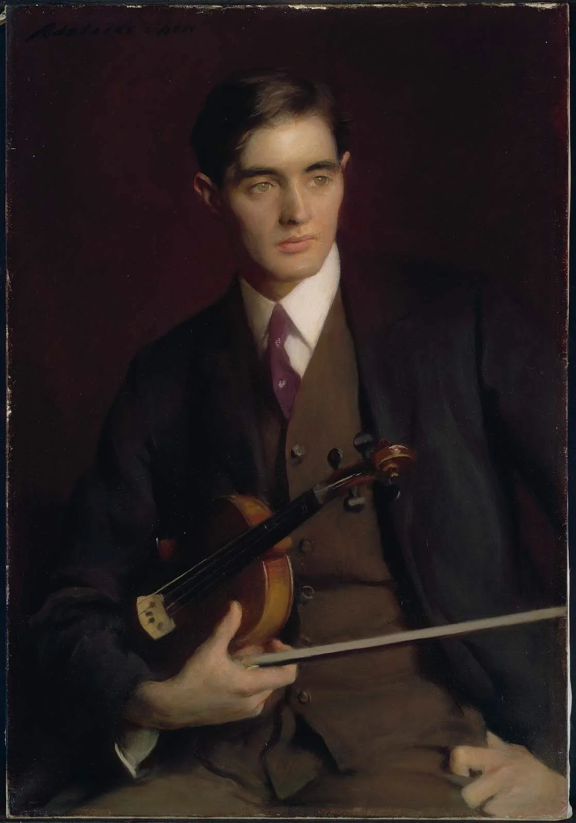 The Violinist (John Murray), by Adelaide Cole Chase, oil, 1914