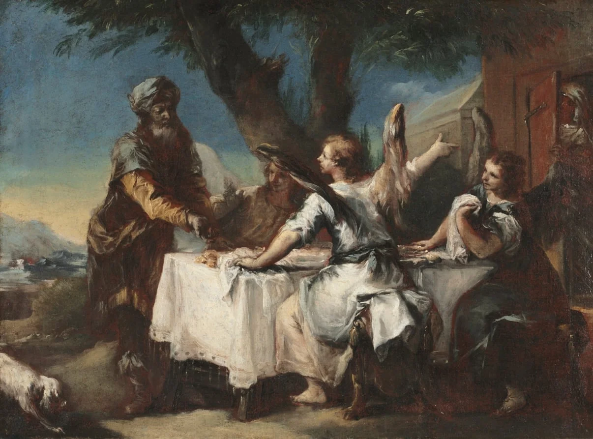 Abraham Welcoming the Three Angels, by Francesco Guardi, unspecified, 1754
