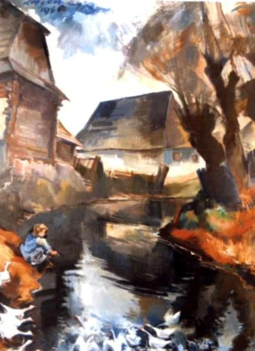 Peisaj cu gâște, by Imre Nagy, unspecified, 1966