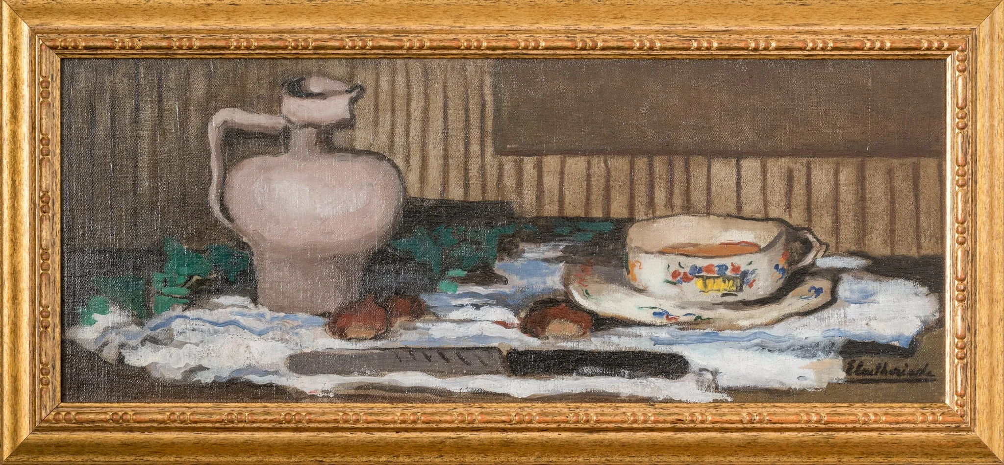 NATURĂ STATICĂ CU CUȚIT ȘI CASTANE, by Micaela Eleutheriade, unspecified, 1941