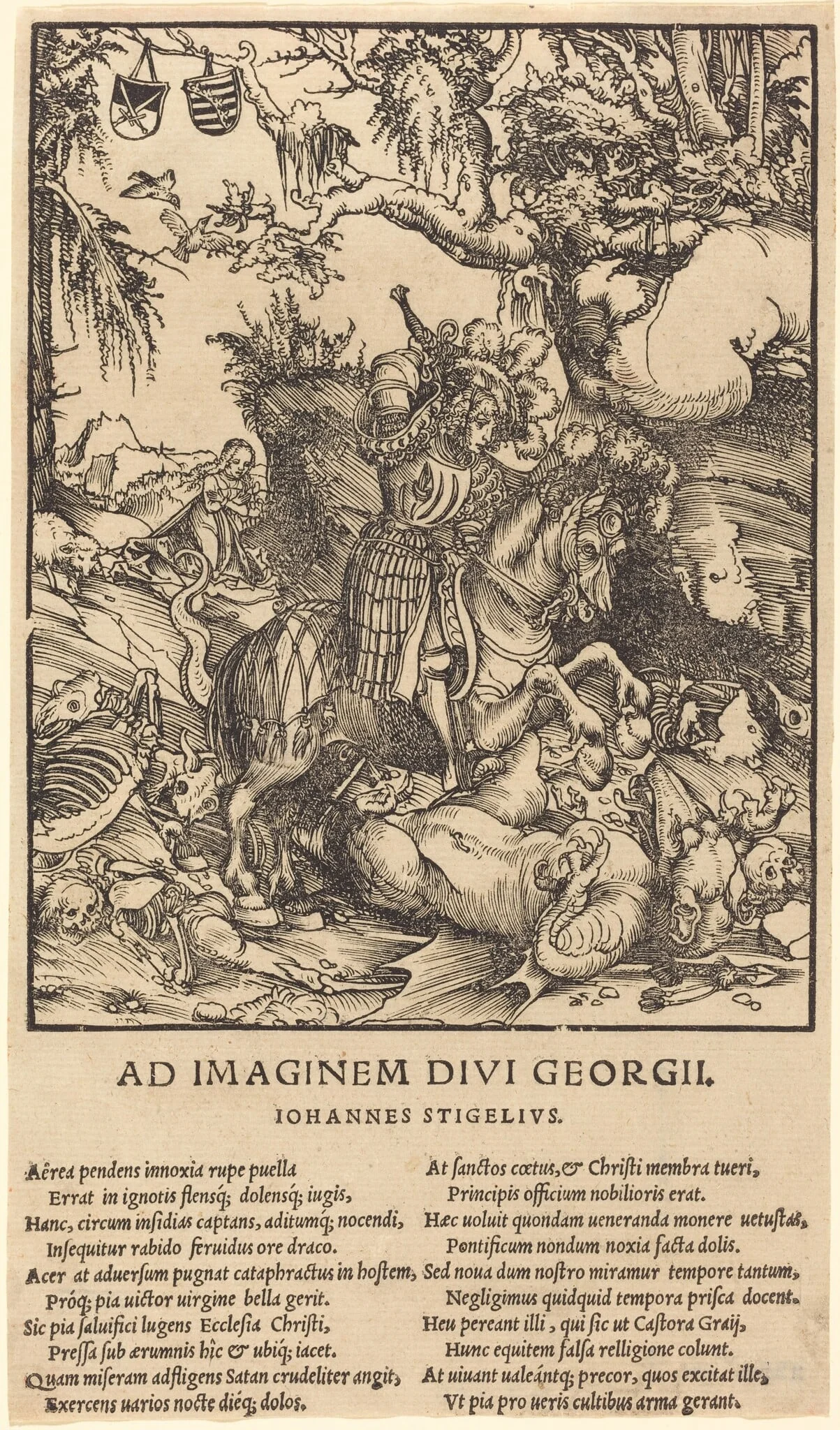 Saint George and the Dragon, by Lucas Cranach the Elder, ink, 1512