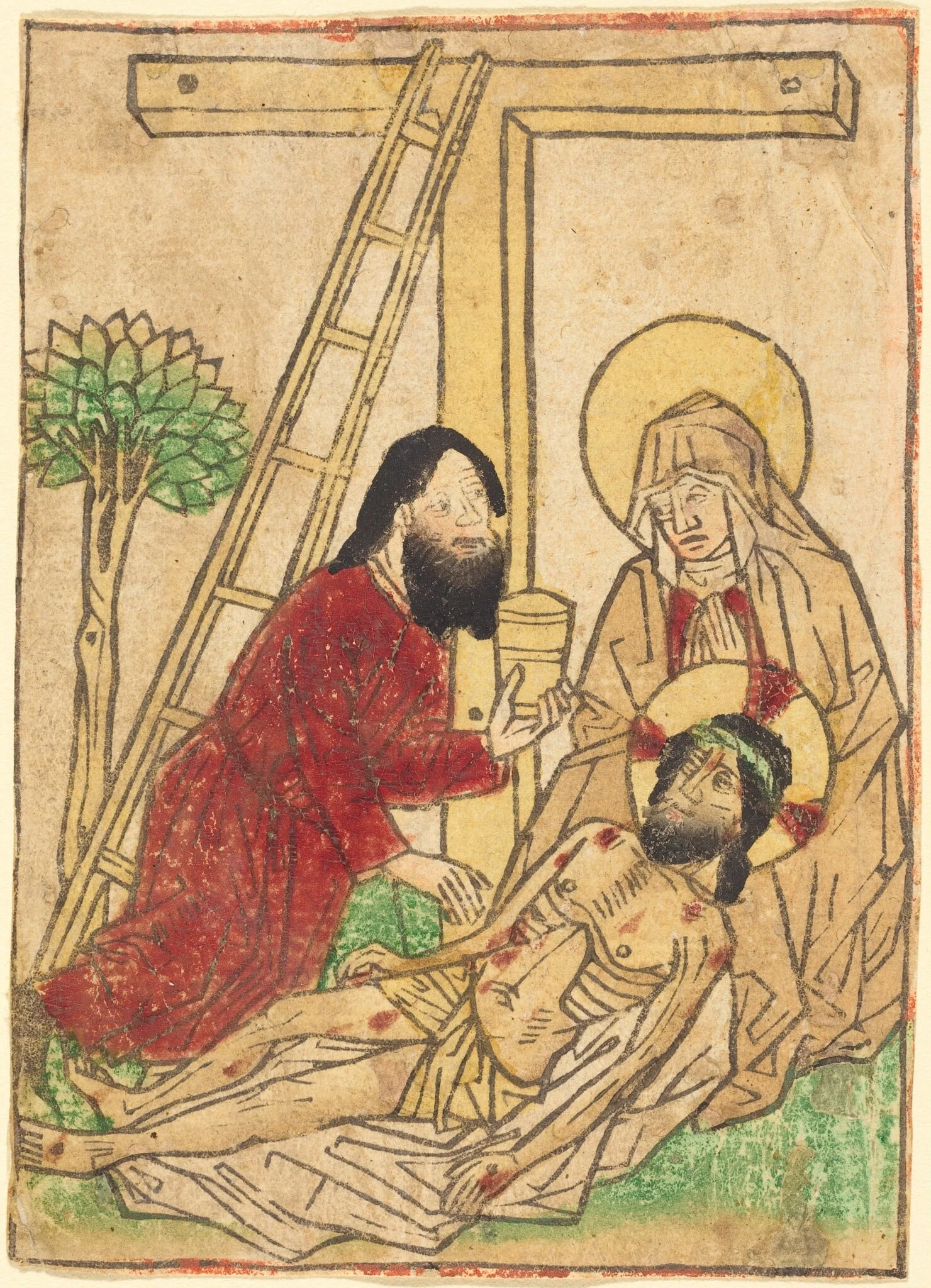 Pietà with Saint John, by German 15th Century, ink, 1468