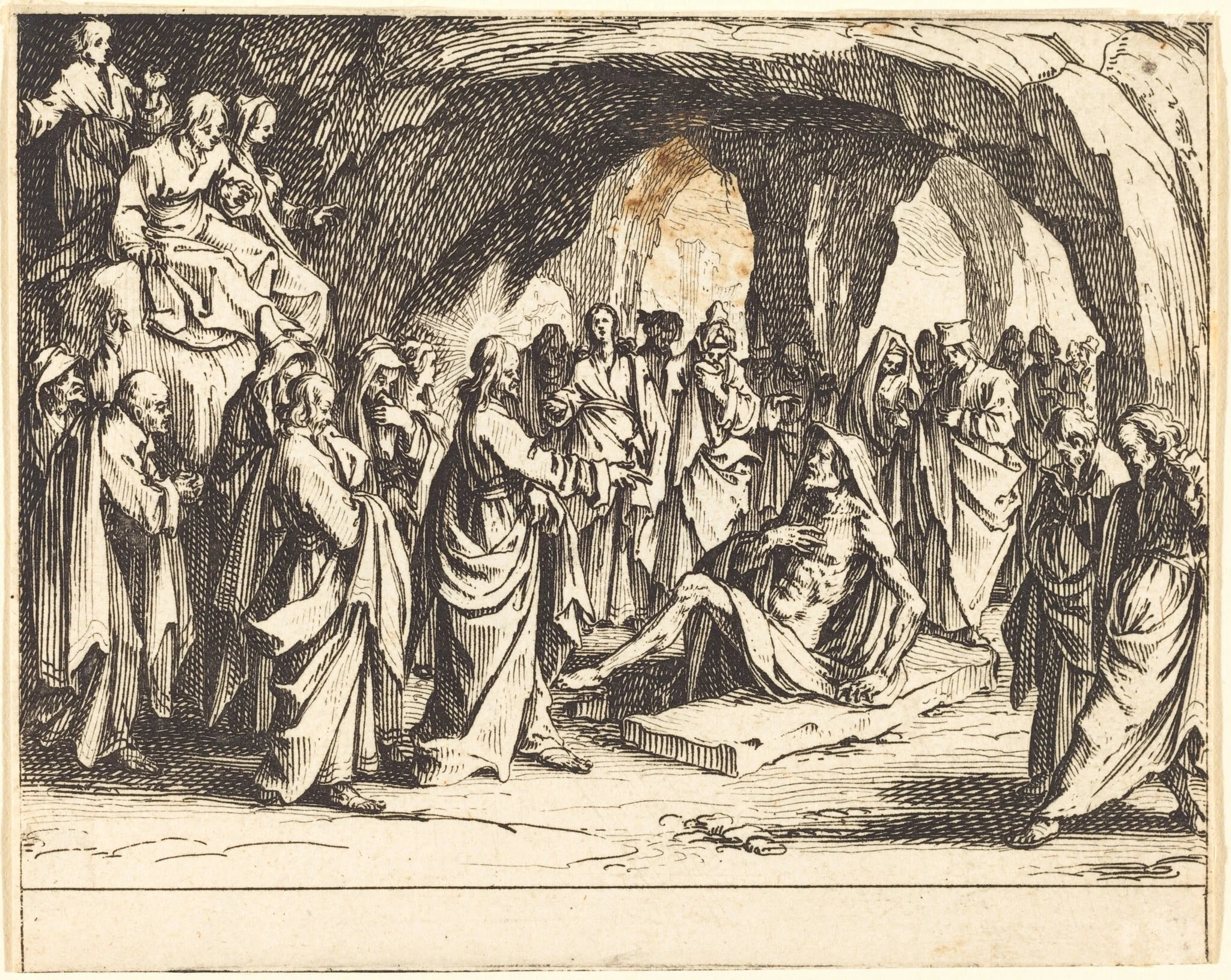 Raising of Lazarus, by Jacques Callot, ink, 1635