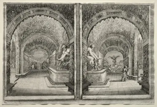 Views of the Villa of Pratolino:  Two Views of the Grotto