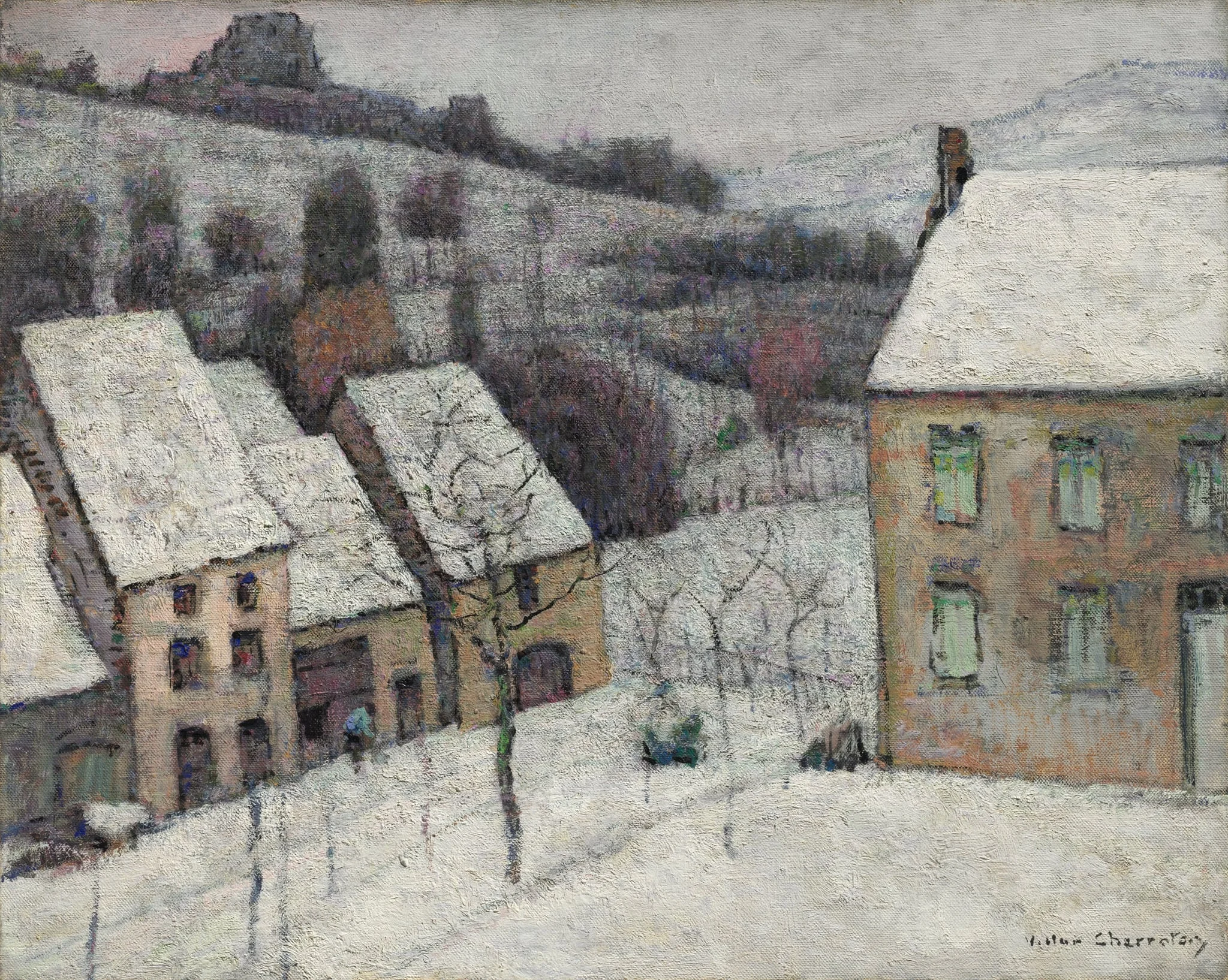 Murol in the Snow, by Victor Charreton, unspecified, 1920